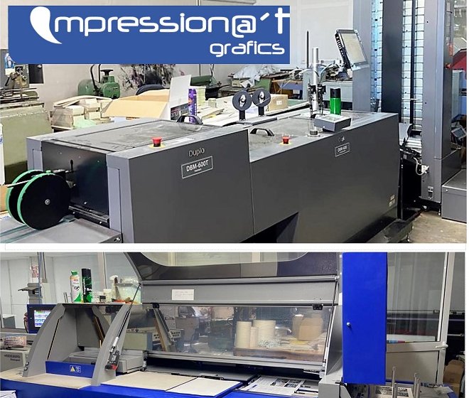 collage Impressionat Gràfics con Duplo 600i y PFi Bind 6000